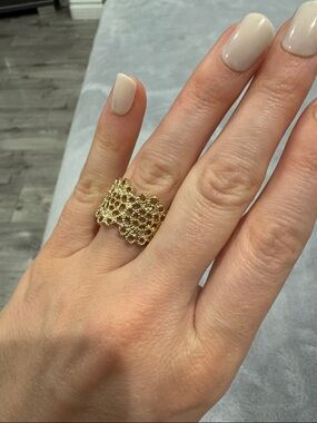 Gold toneFloral Filigree Wide Band Ring - Women's Jewelry